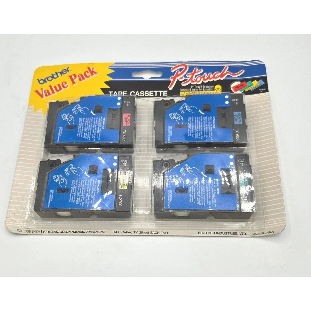 Vintage Brother‎ P-Touch TC-Series Tape Value Pack